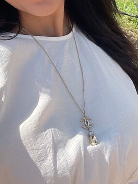 Chanel Necklace CC Gold Pendant
